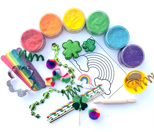 St. Patrick's Day Toddler Bin + Rainbow Dough